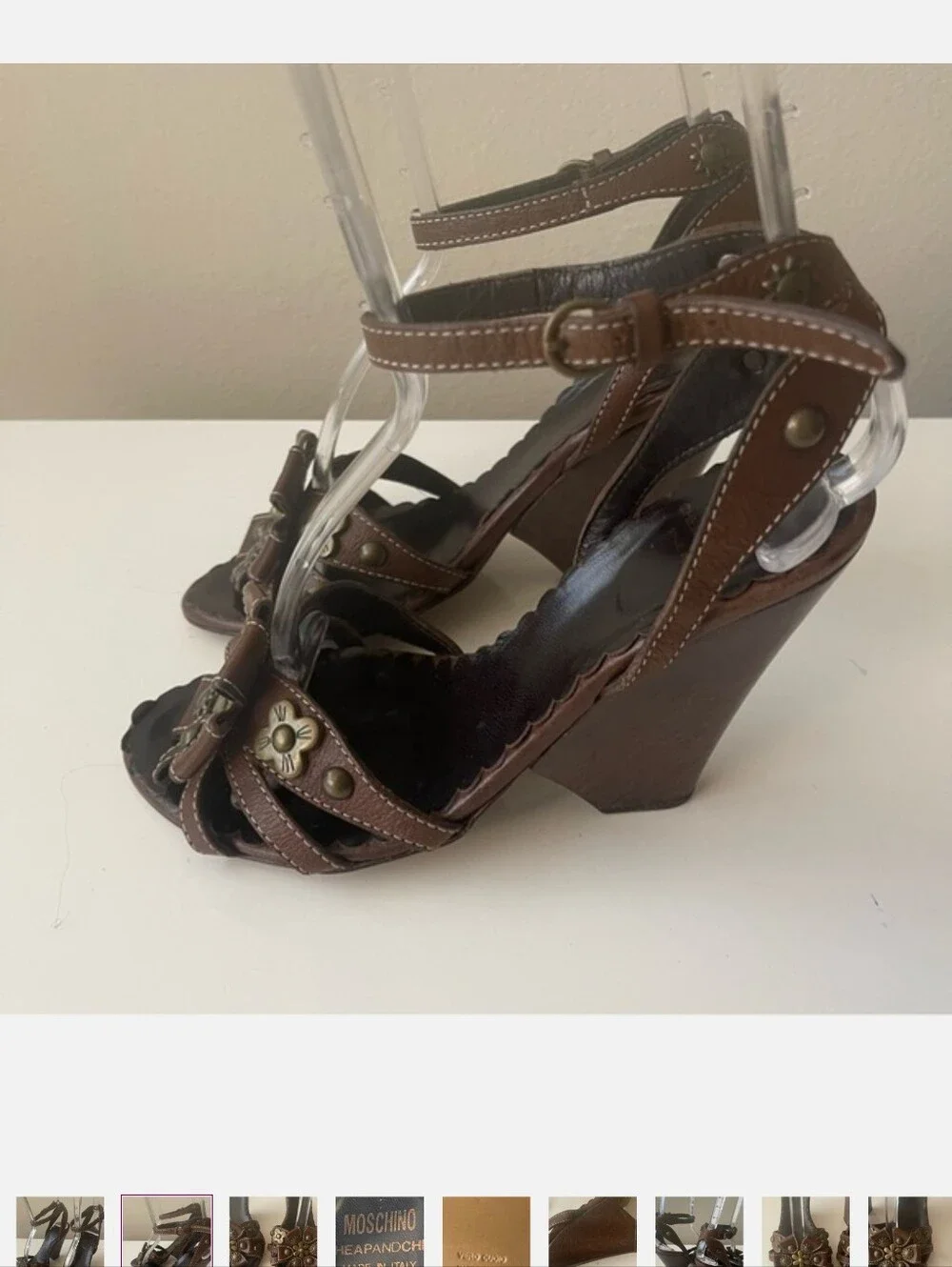 MOSCHINO wedge heel sandals brown